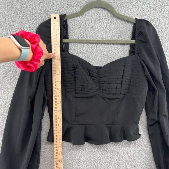 B.O.G. COLLECTIVE Ruche Bust Long Sleeve Top In Black Size Small - Picture 5 of 9